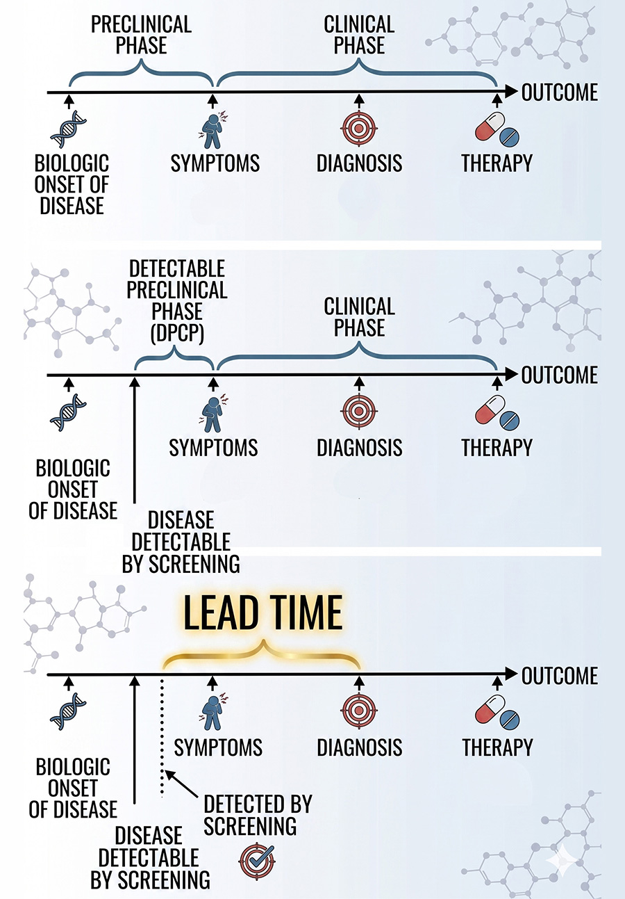 The Lead Time: Early Detection by Screening
